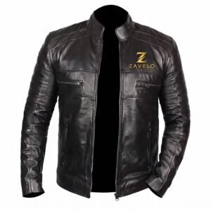 Men Black Johnson Racer Leather Jacket